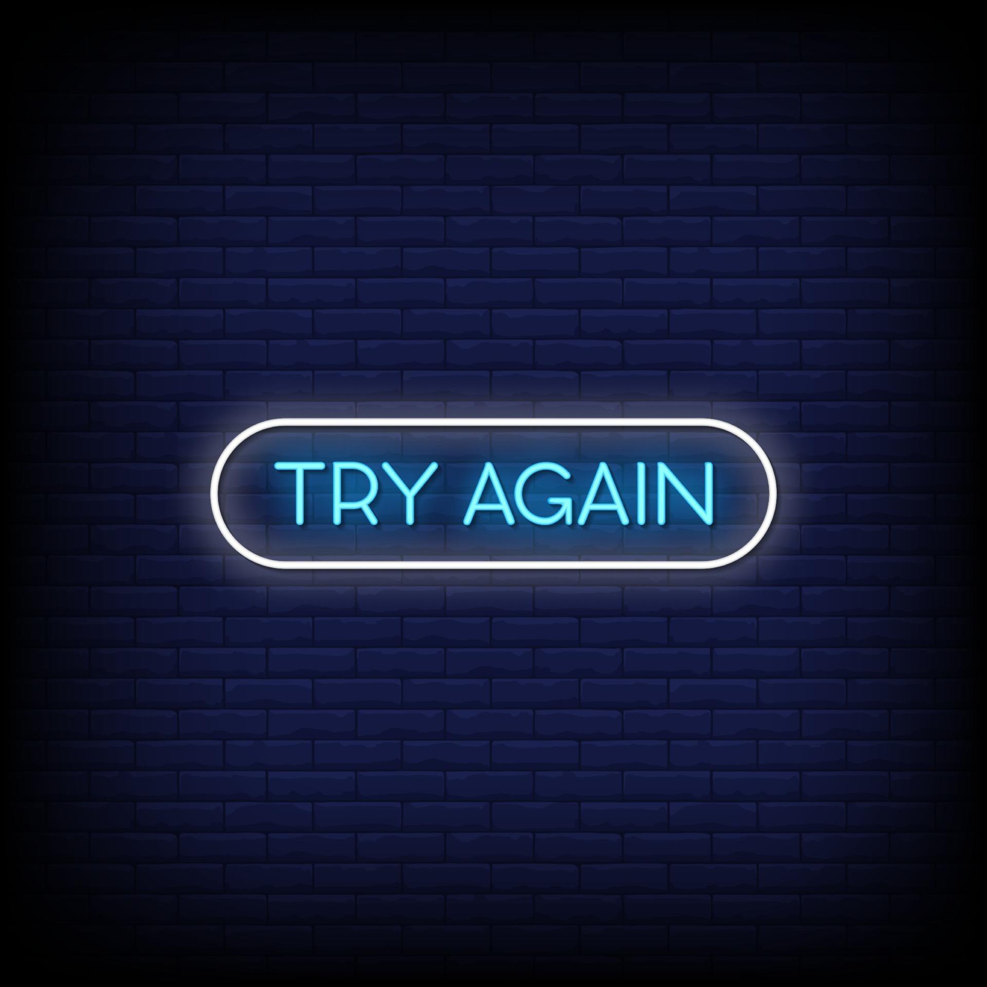 Try Again Neon Signs Style Text Vector 2413495 Vector Art at Vecteezy