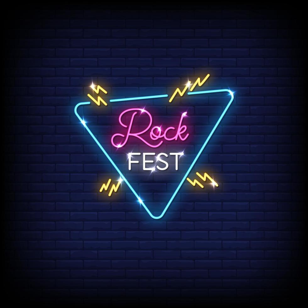 Rock Festival Neon Signs Style Text Vector