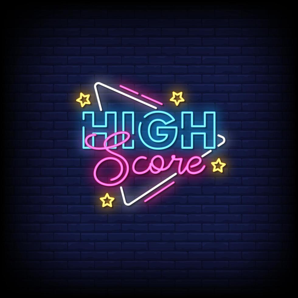 High Score Neon Signs Style Text Vector