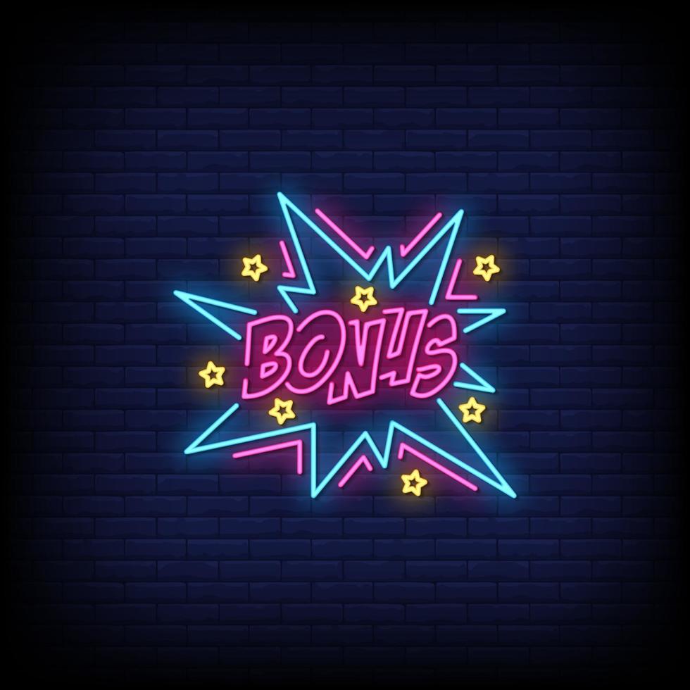 Bonus Neon Signs Style Text Vector