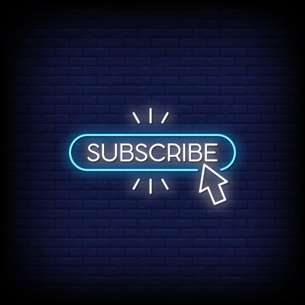 Subscribe Neon Signs Style Text Vector