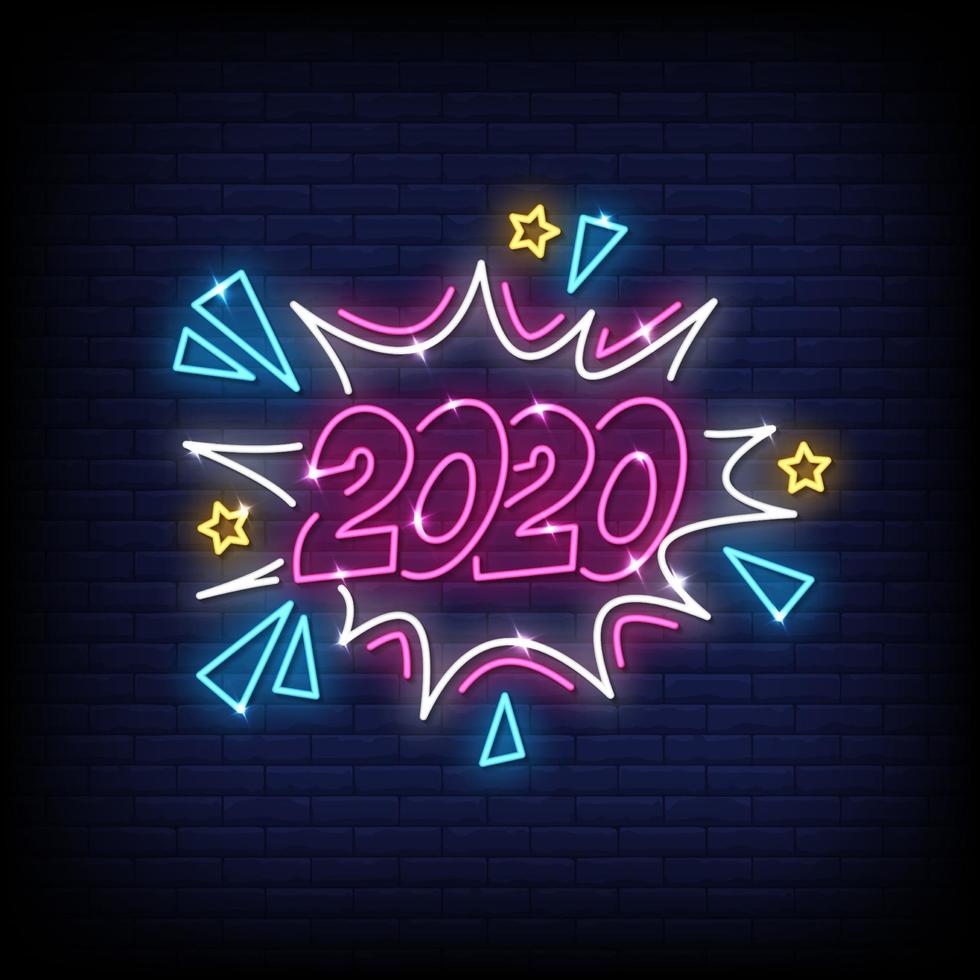 2020 Neon Signs Style Text Vector
