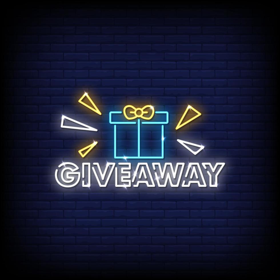 Giveaway Neon Signs Style Text Vector