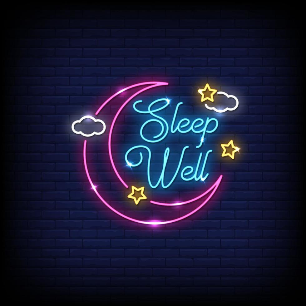 Sleep Well Neon Signs Style Text Vector