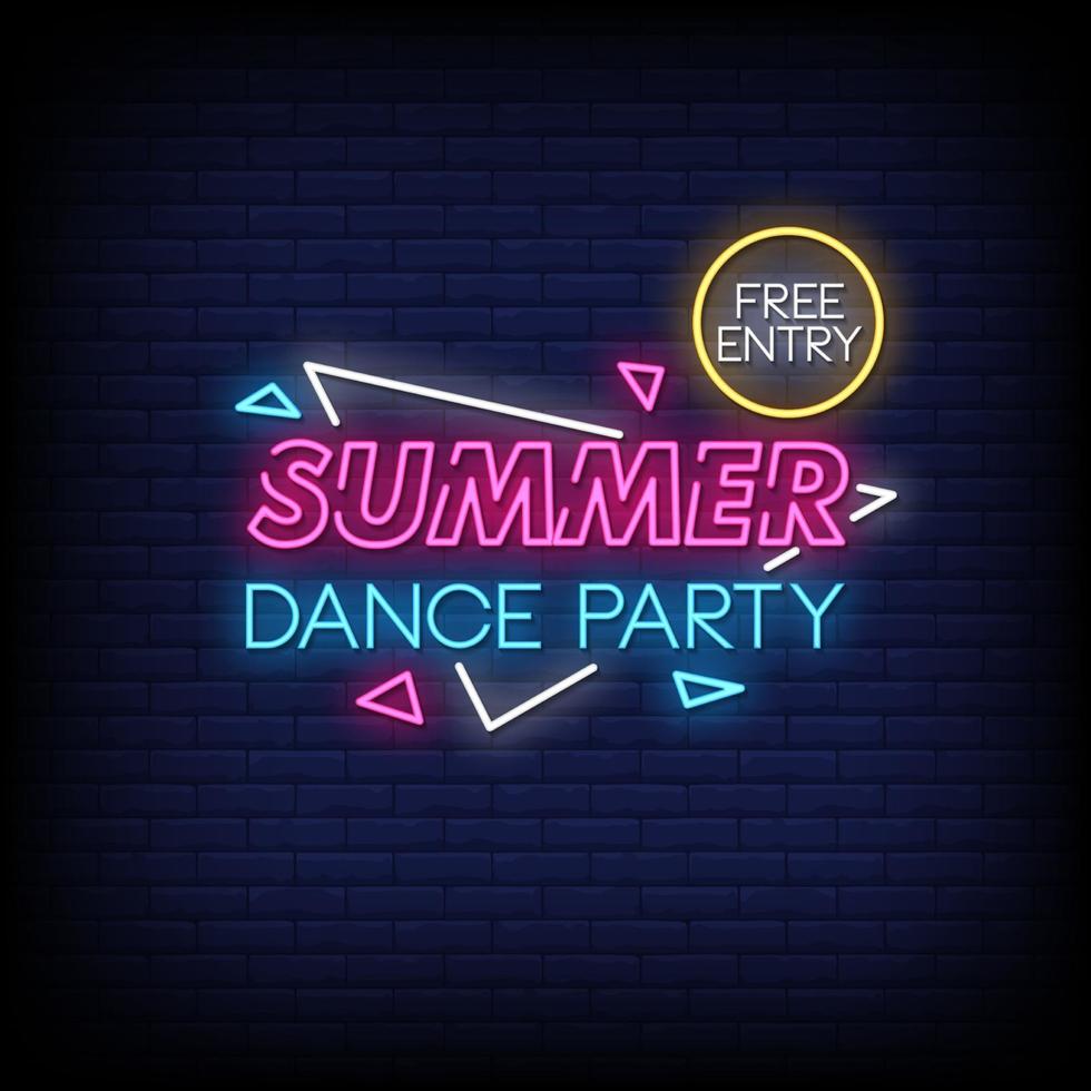 Summer Dance PArty Neon Signs Style Text Vector