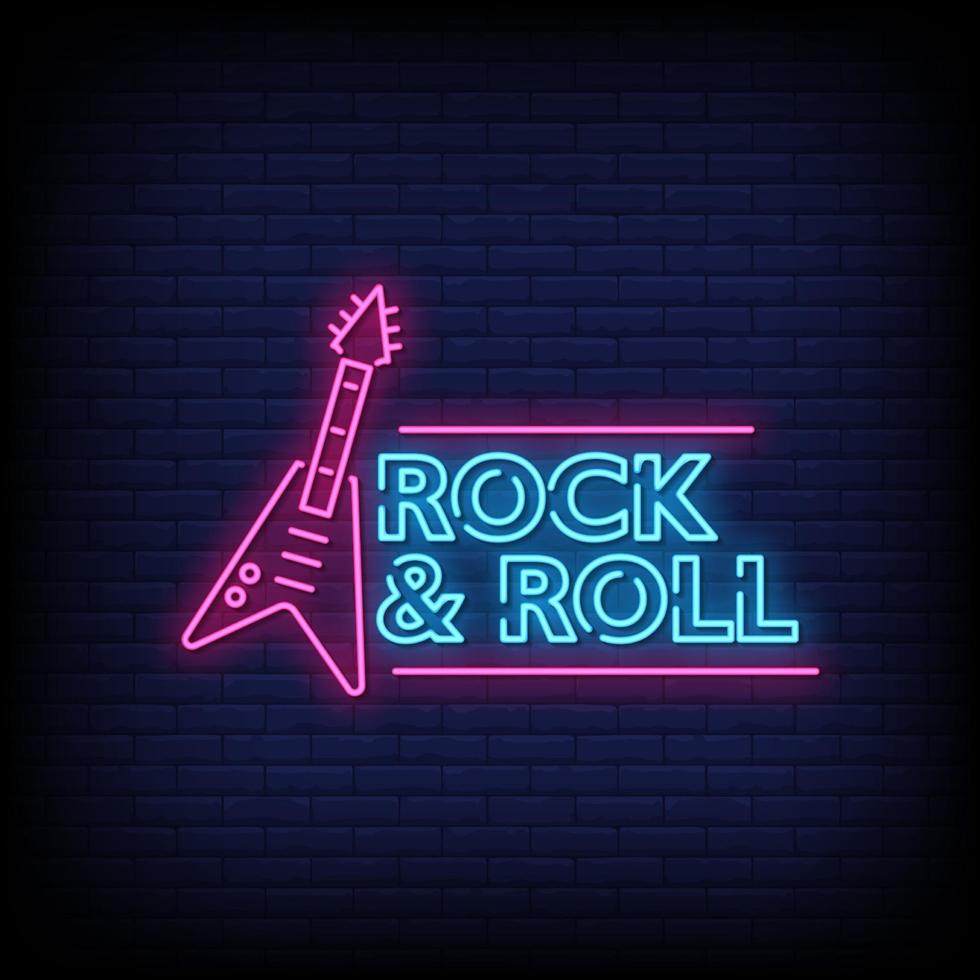 Rock and Roll Neon Signs Style Text Vector