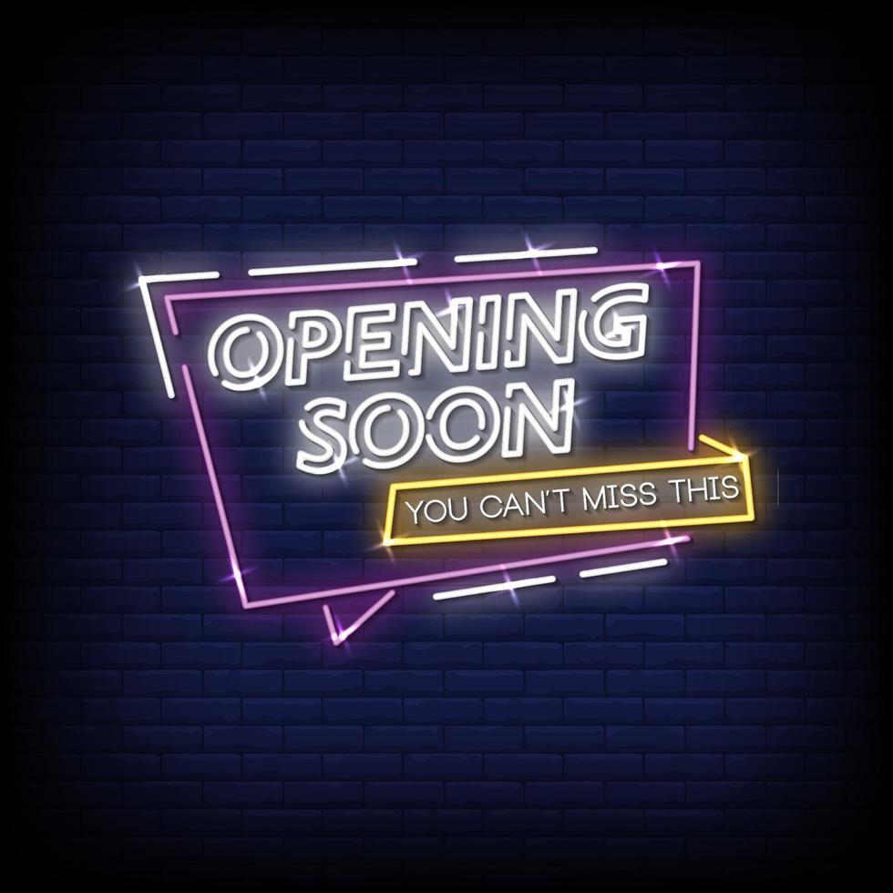 Opening Soon Neon Signs Style Text Vector