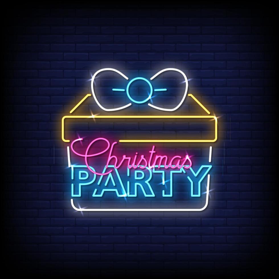 Christmas Party Neon Signs Style Text Vector