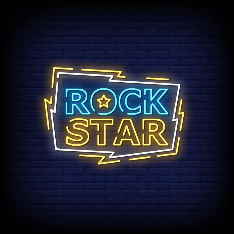 Rock Star Neon Signs Style Text Vector