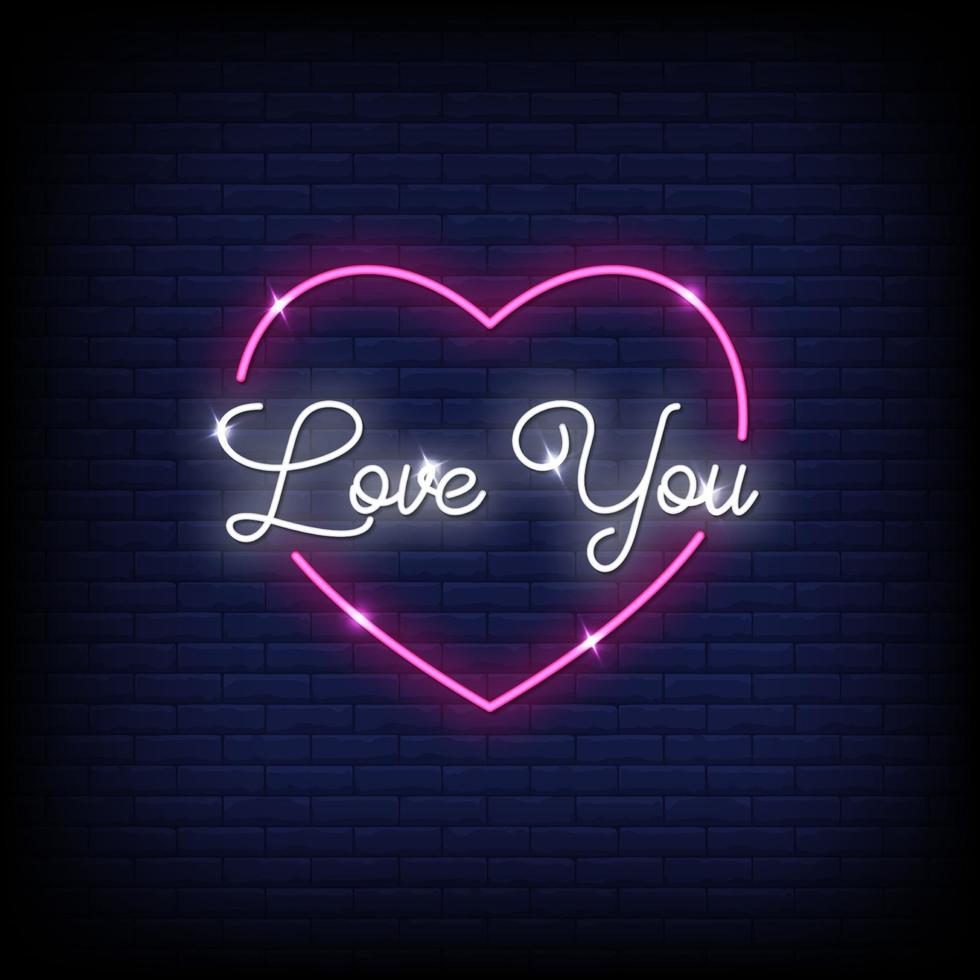 Love You Neon Signs Style Text Vector