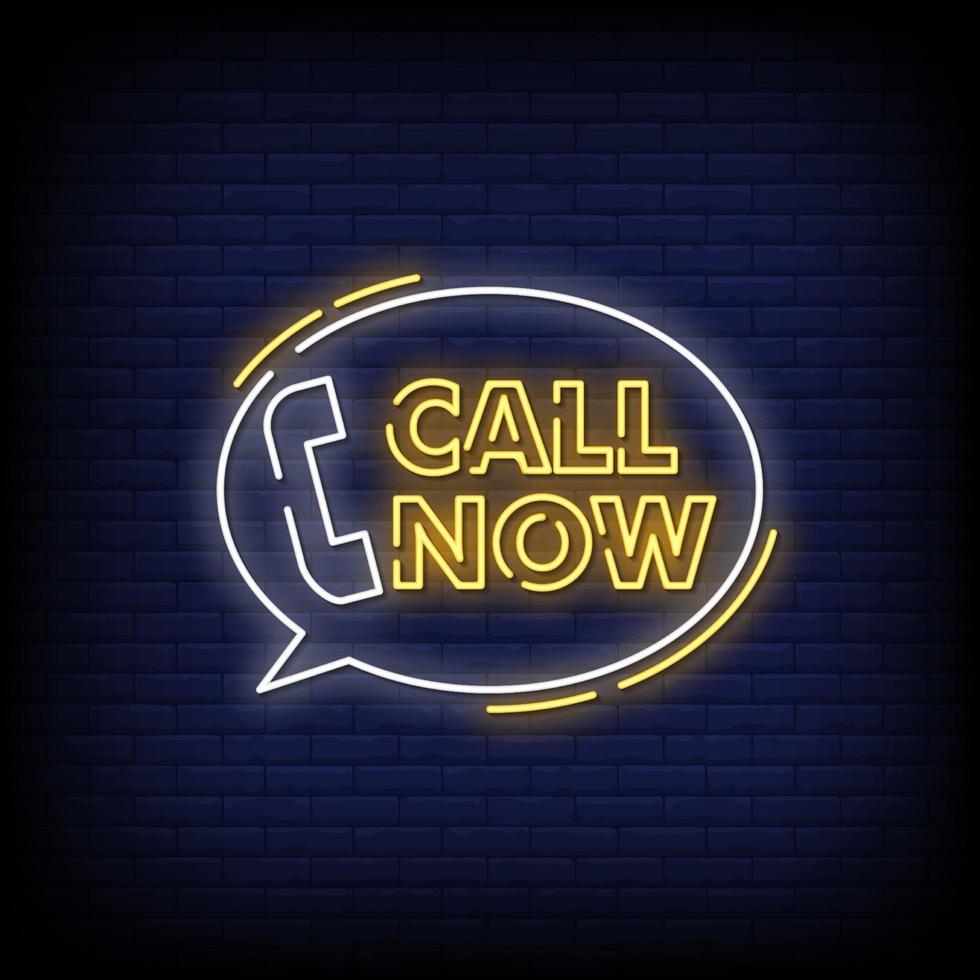 Call Now Neon Signs Style Text Vector