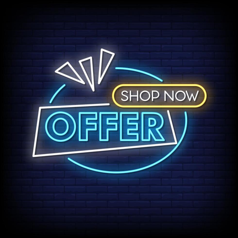 Offer Shop Now Neon Signs Style Text Vector