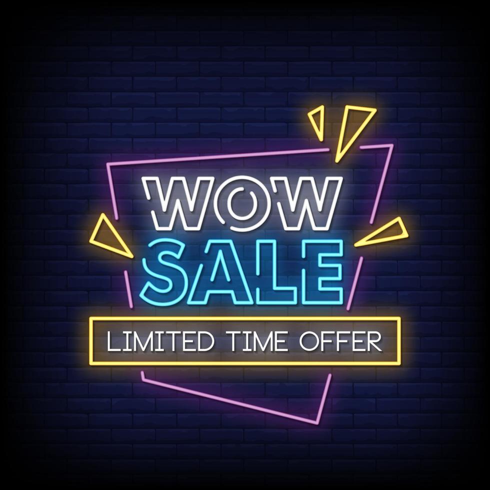 Wow Sale  Neon Signs Style Text Vector