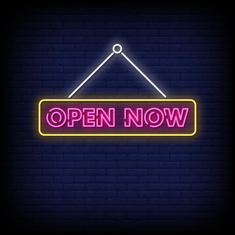 Open Now Neon Signs Style Text Vector