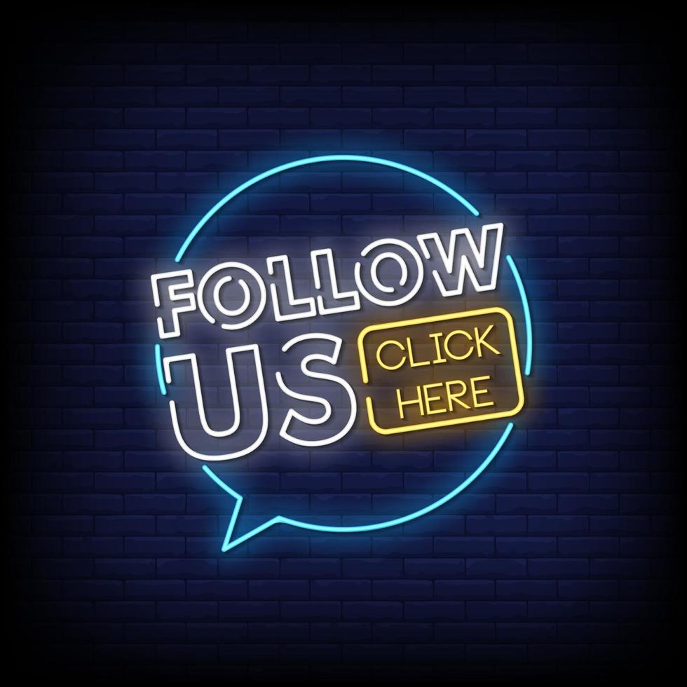 Follow Us Neon Signs Style Text Vector