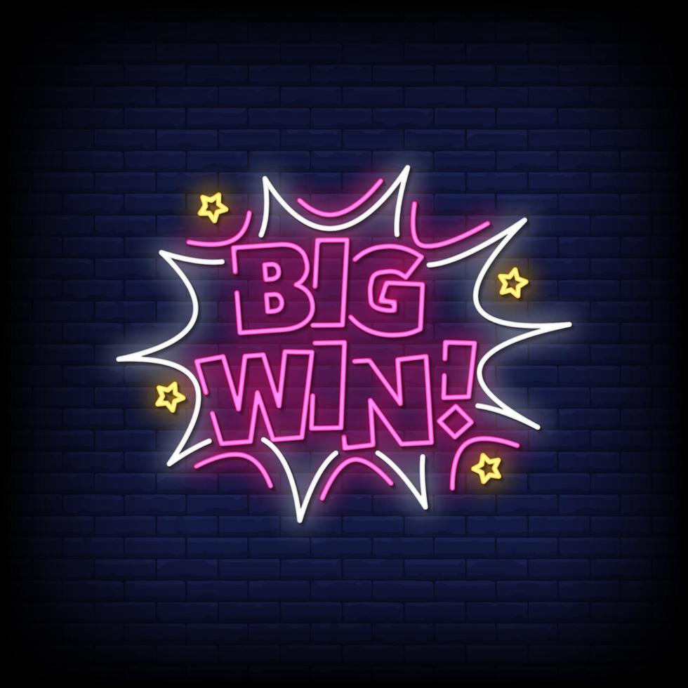 Big Win Neon Signs Style Text Vector