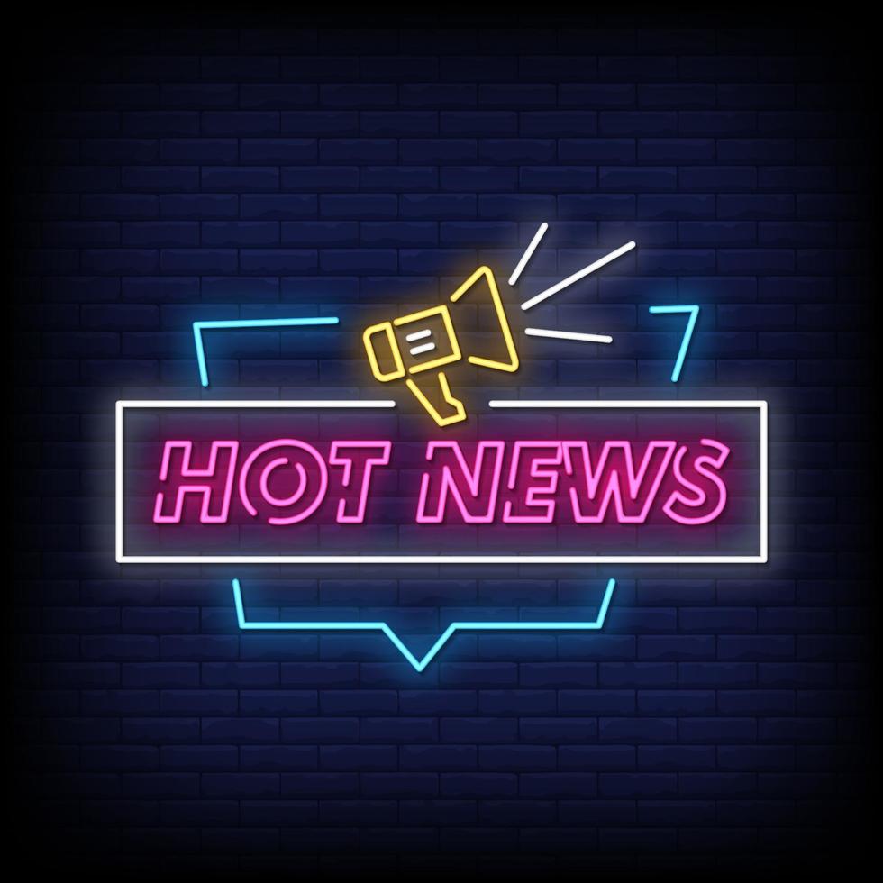 Hot News Neon Signs Style Text Vector