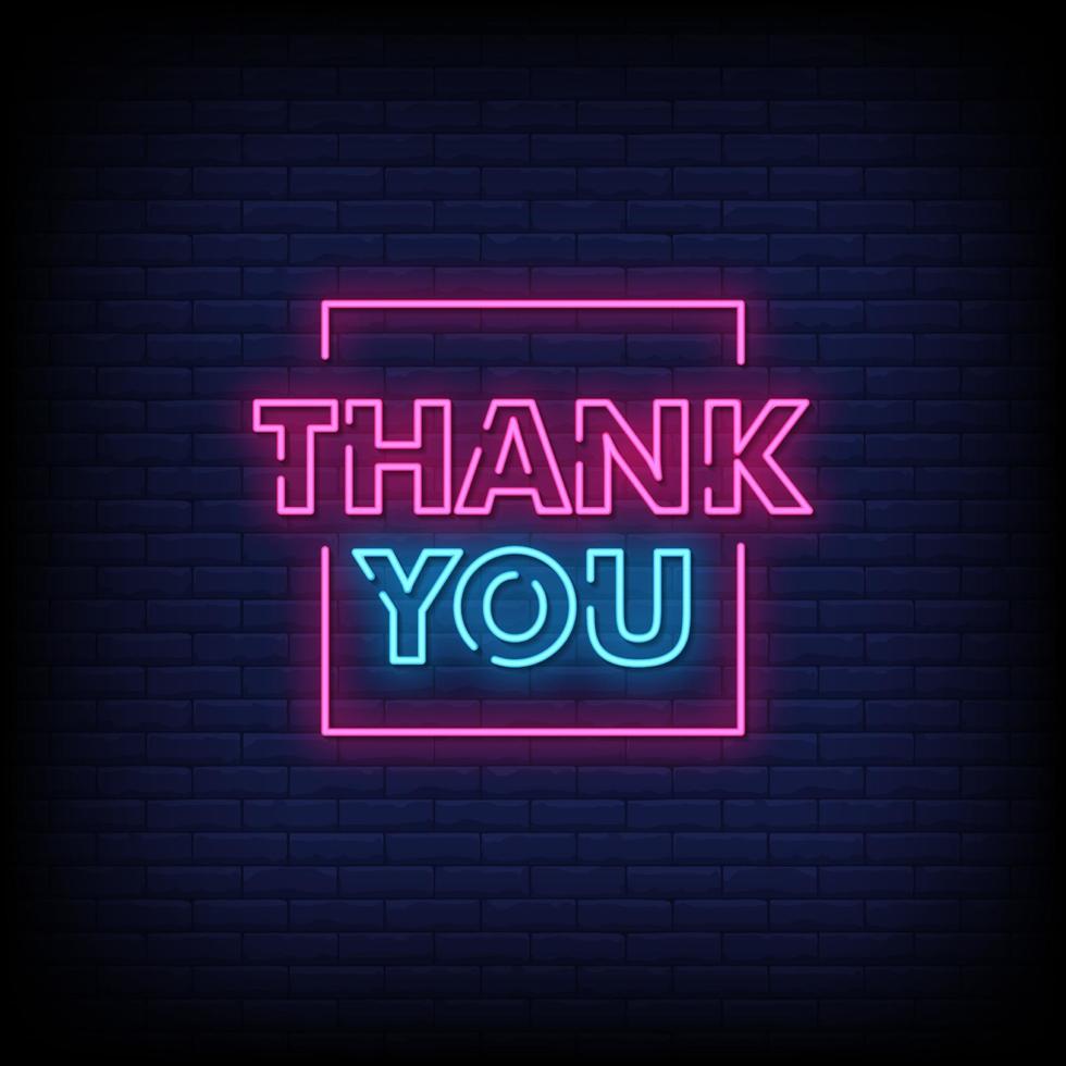 Thank You Neon Signs Style Text Vector