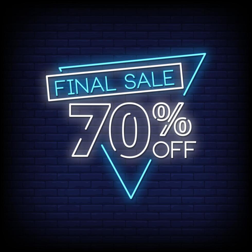 Final Sale 70 percent off Neon Signs Style Text Vector