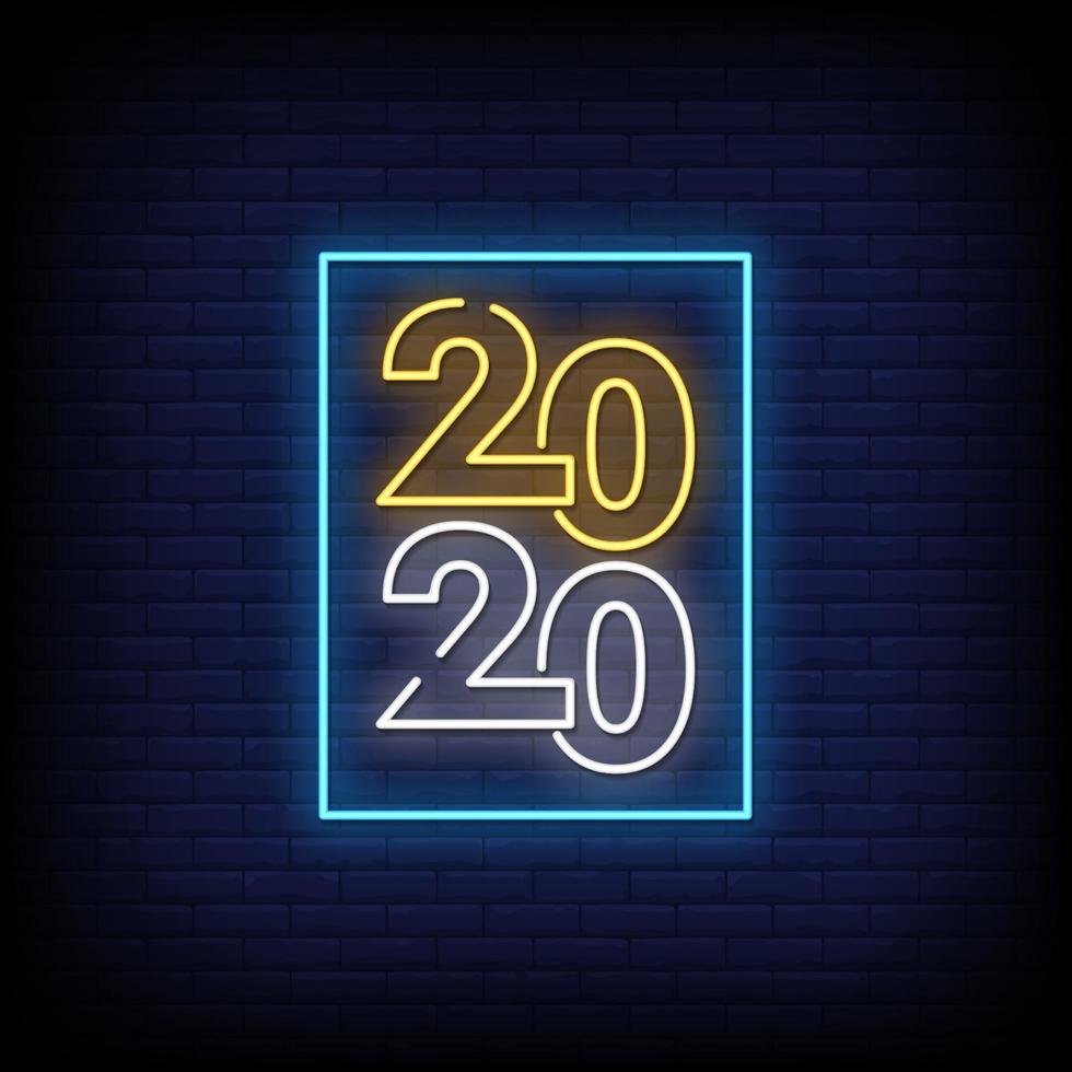 2020 Neon Signs Style Text Vector