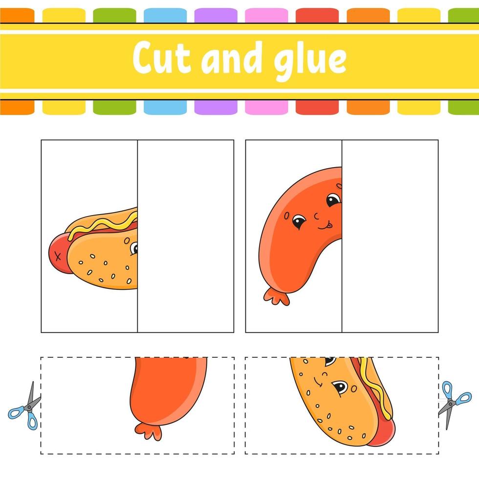 Cut and play Paper game with glue vector