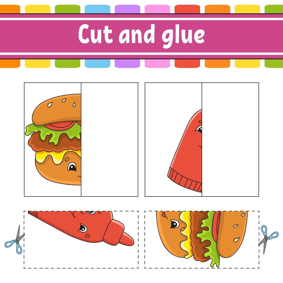 Cut and play Paper game with glue vector