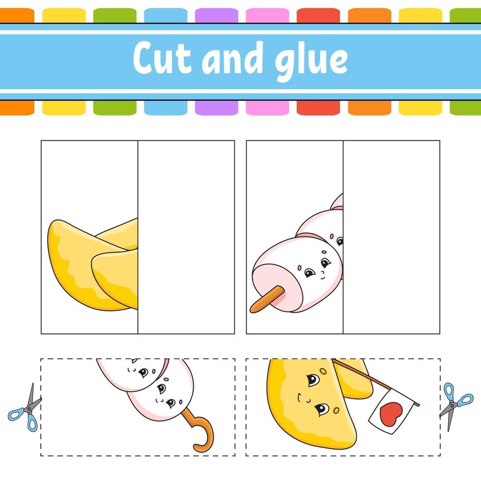 Cut and play Paper game with glue vector