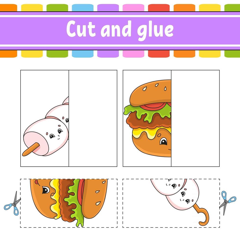 Cut and play Paper game with glue vector