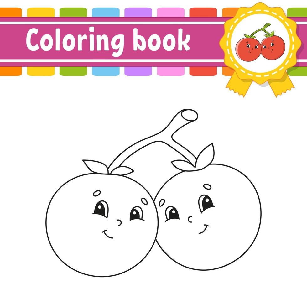 libro para colorear para niños - tomates vector