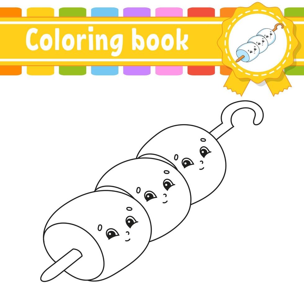 Coloring book for kids - marshmallows vector
