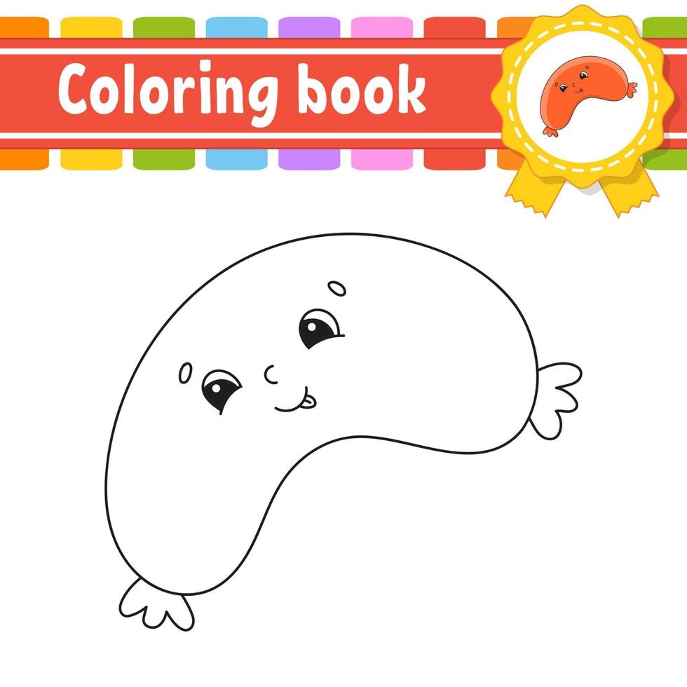 Coloring book for kids - sausage vector
