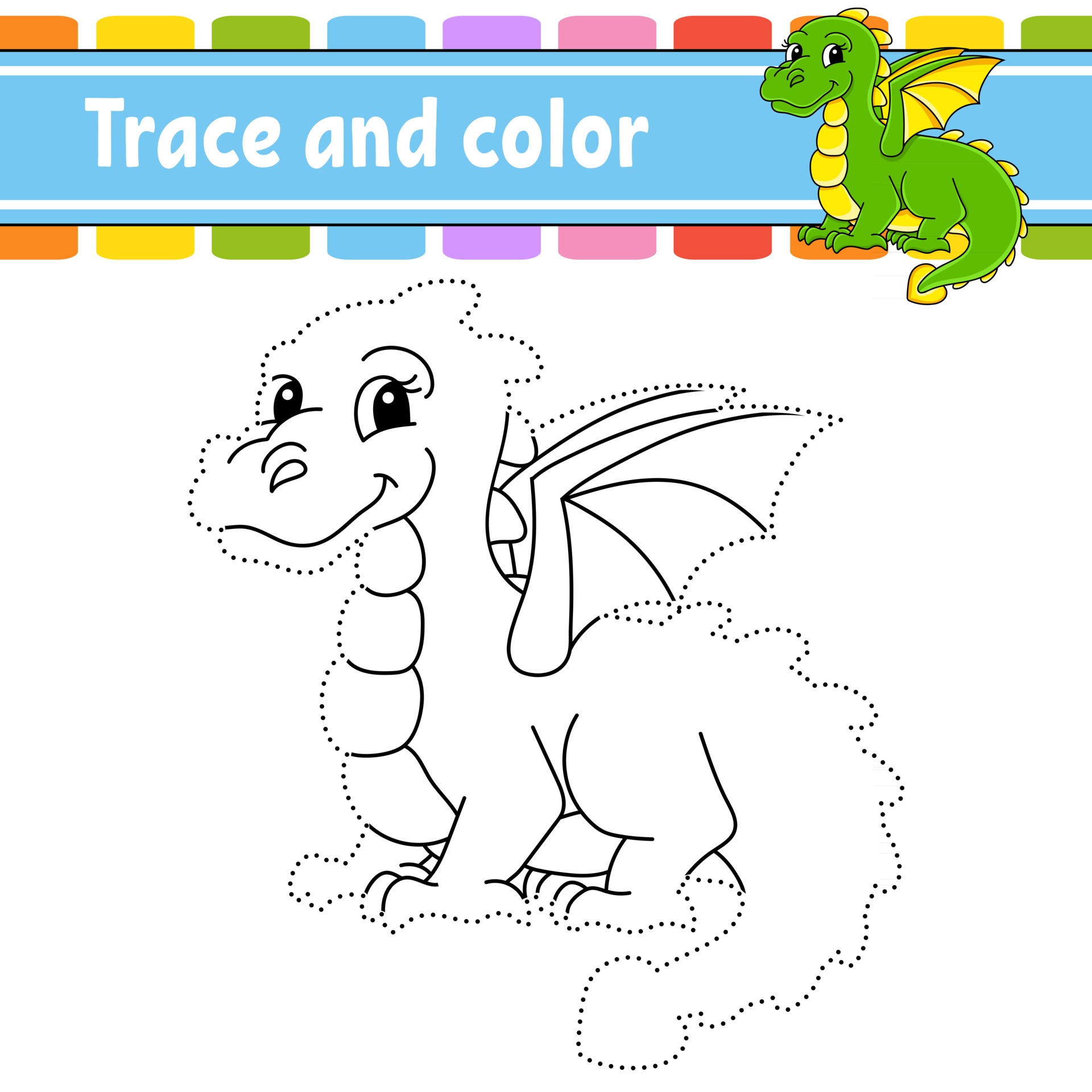 Trace and color dragon 2414213 Vector Art at Vecteezy