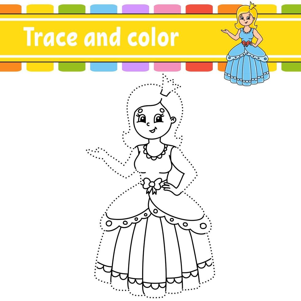 Trace and color - princess vector