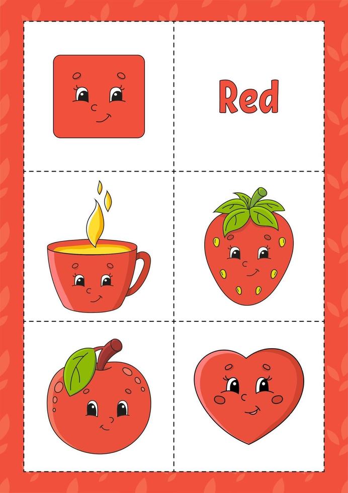 Learning colors Flashcard for kids - red vector