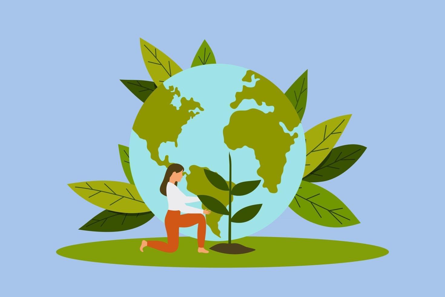 Earth day save planet flat illustration vector