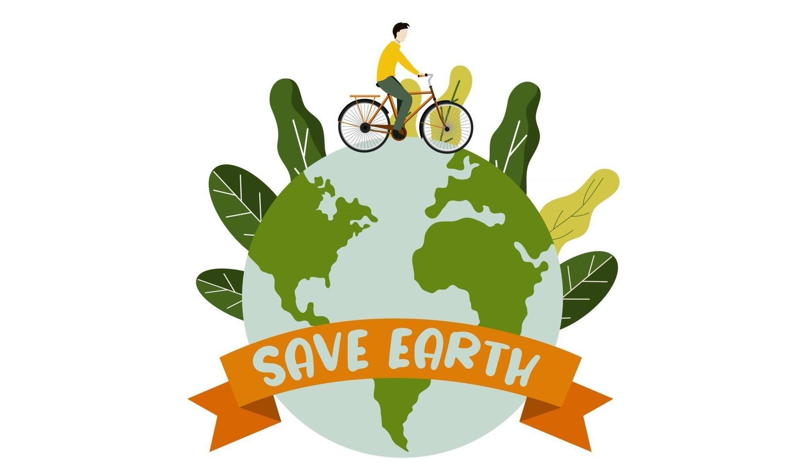 Save earth illustration with go green lifestyle vector