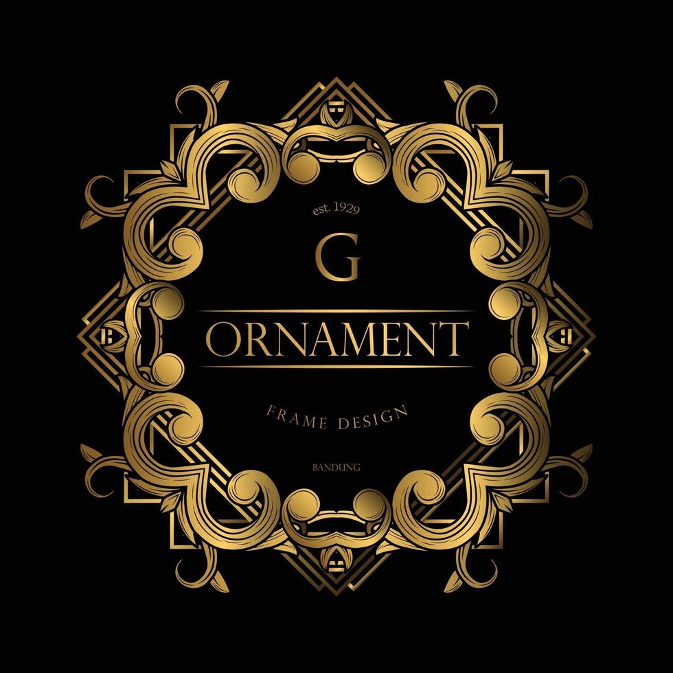 Golden Frame Luxury with Decorative Ornament vector