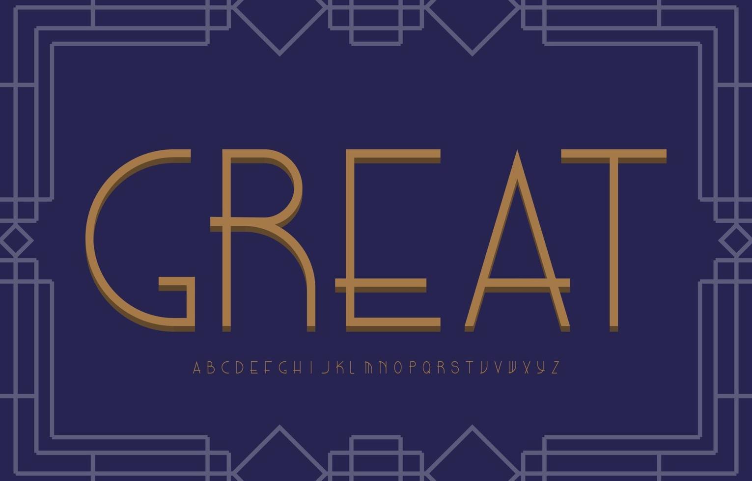 Art deco vintage alphabet font vector