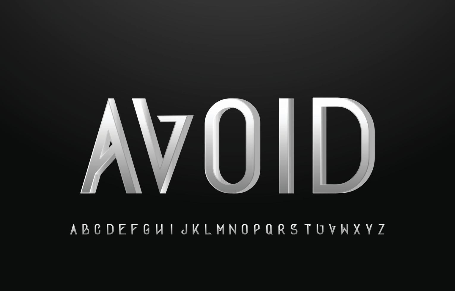 Silver alphabet letters sans serif font vector
