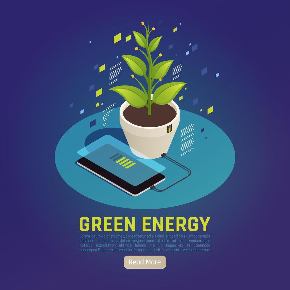 Ilustración de vector de composición isométrica de energía verde