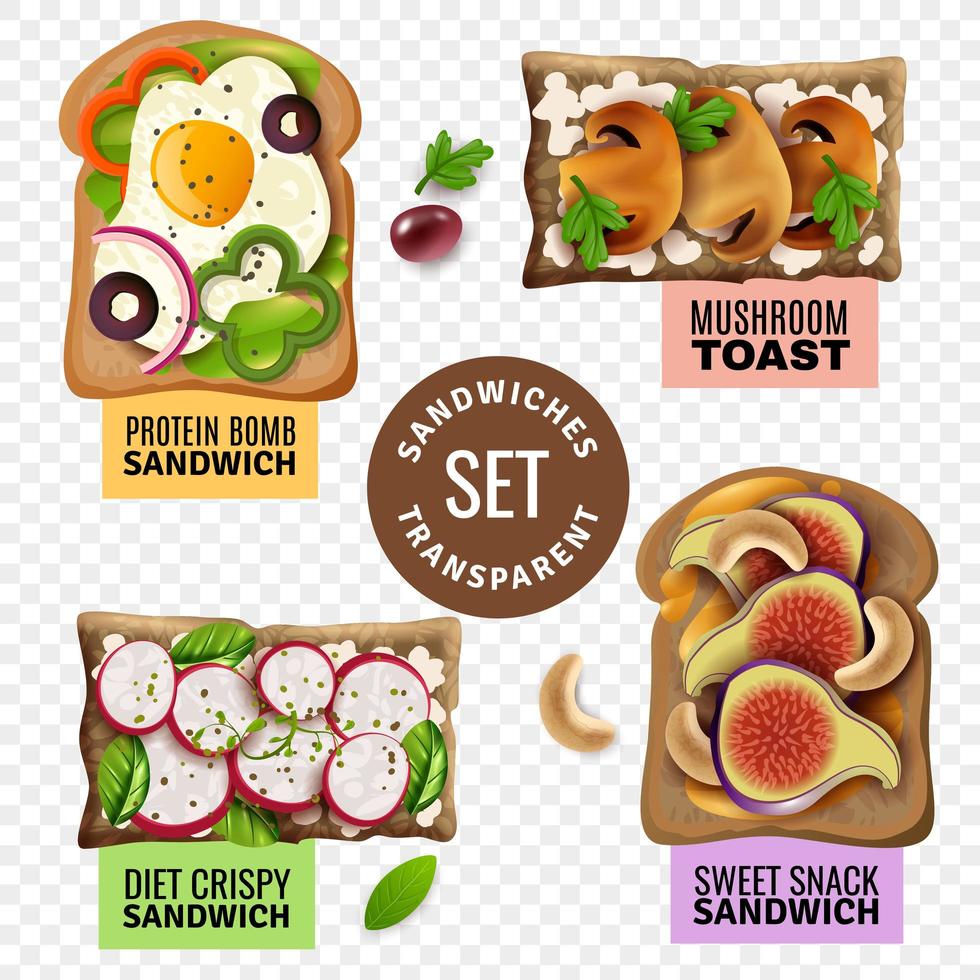 sándwiches set ilustración vectorial vector