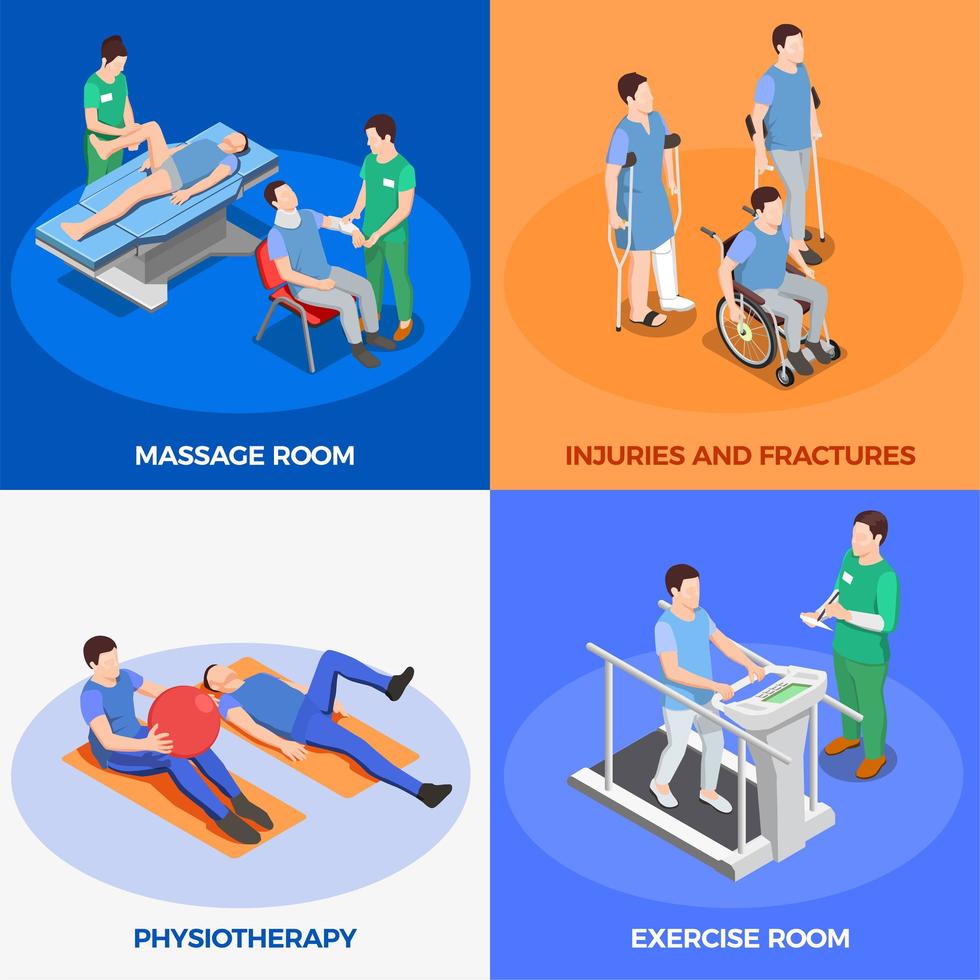 Ilustración de vector de concepto de diseño de fisioterapia isométrica