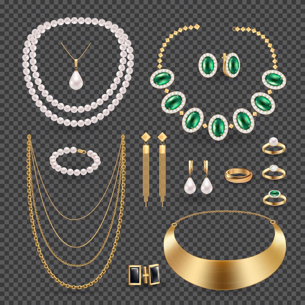 accesorios de joyería conjunto transparente ilustración vectorial vector