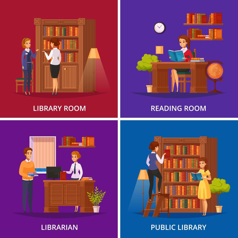 Library Concept Flat Vector Illustration