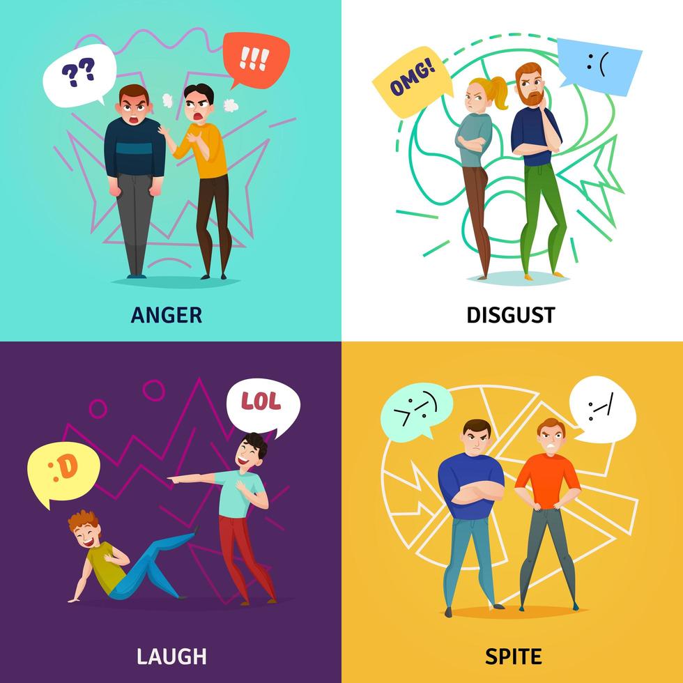 People And Emotions Concept Icons Set Vector Illustration