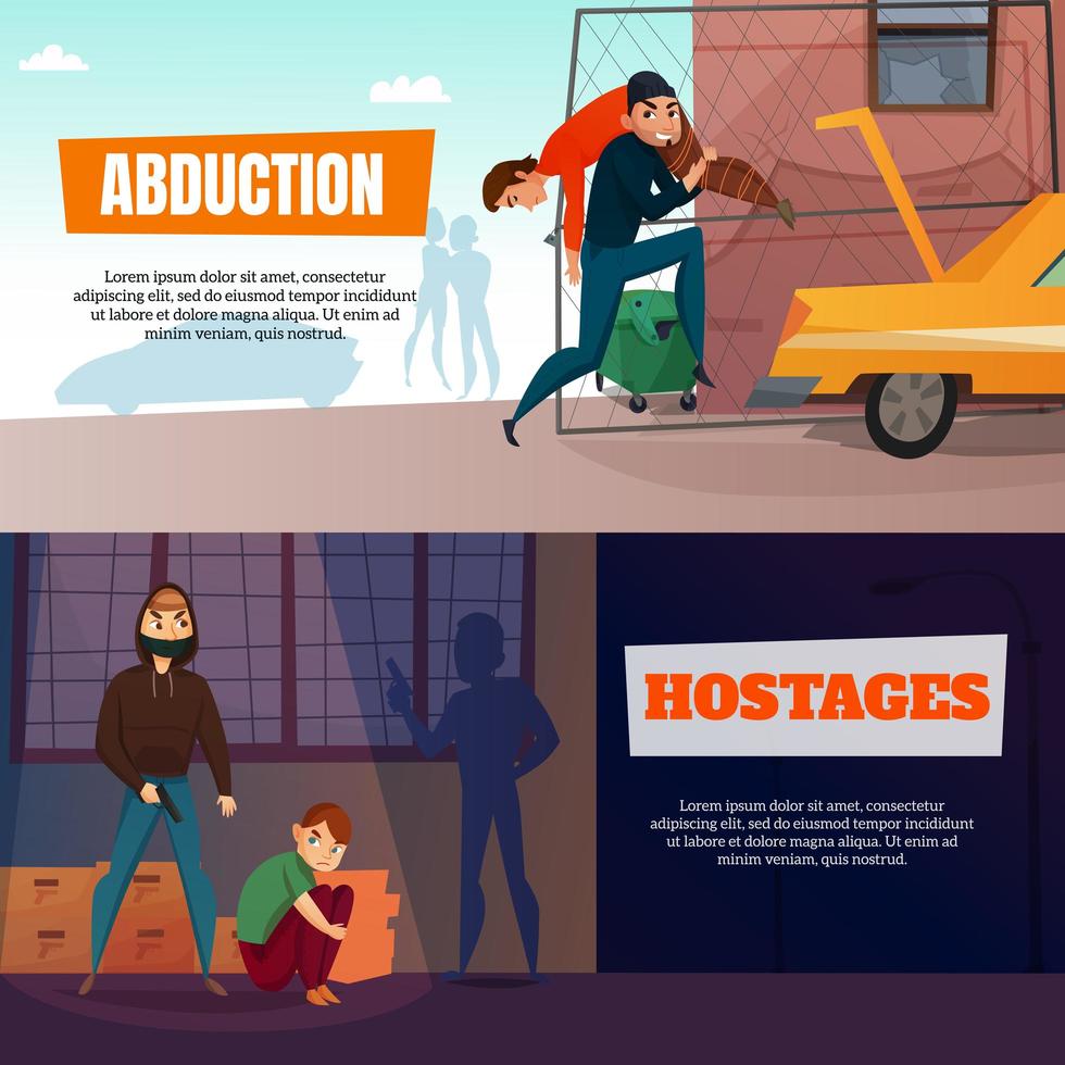 Criminals Banners Set Vector Illustration