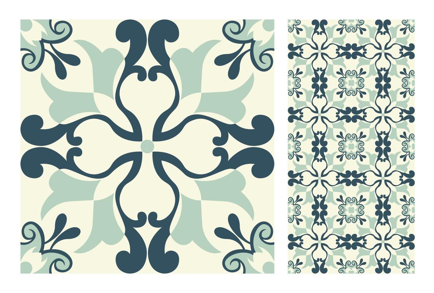 vintage tiles patterns antique seamless vector