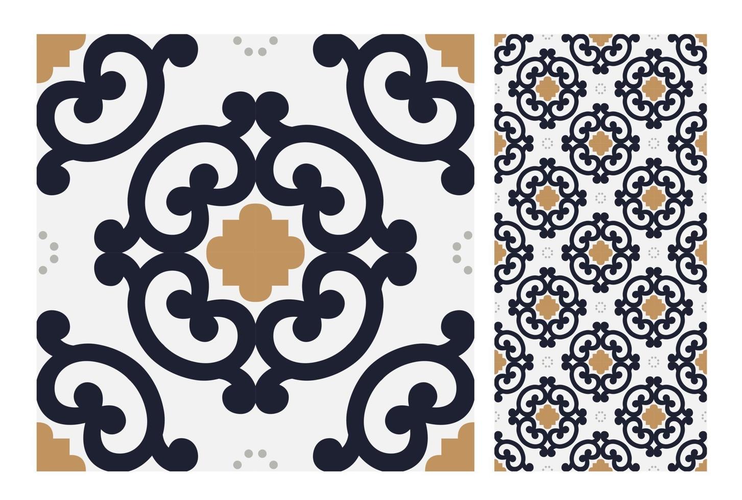 vintage tiles patterns antique seamless vector