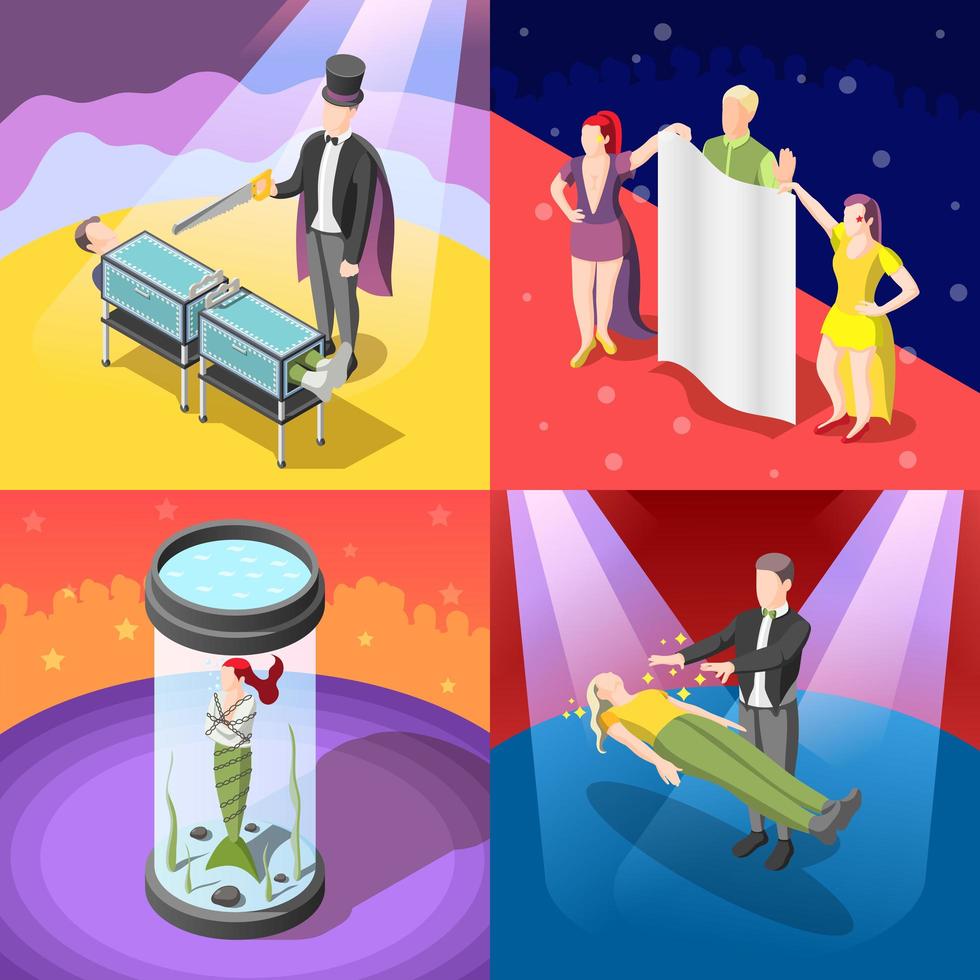 Magic Show Isometric Concept Vector Illustration