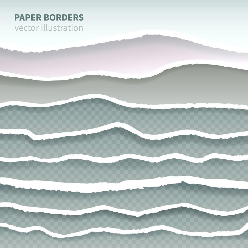 Torn Paper Realistic Borders Vector Illustration